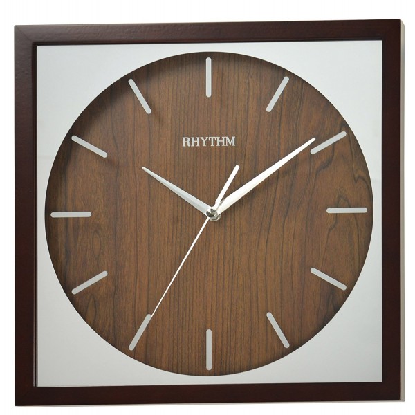 Rhythm Wooden Wall Clock Mirror Finished Glass,Silent Silky Move